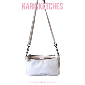 Cartera cruzada blanca, bolso de hombro de piel sintética, aspecto de dinero antiguo, billetera de lujo con cremallera, cadena, correas ajustables, herrajes de latón antiguo