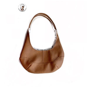 Sac hobo, simili cuir, simili cuir souple brun, sac à main en vinyle, sac à main à pression magnétique, sacoche à bandoulière