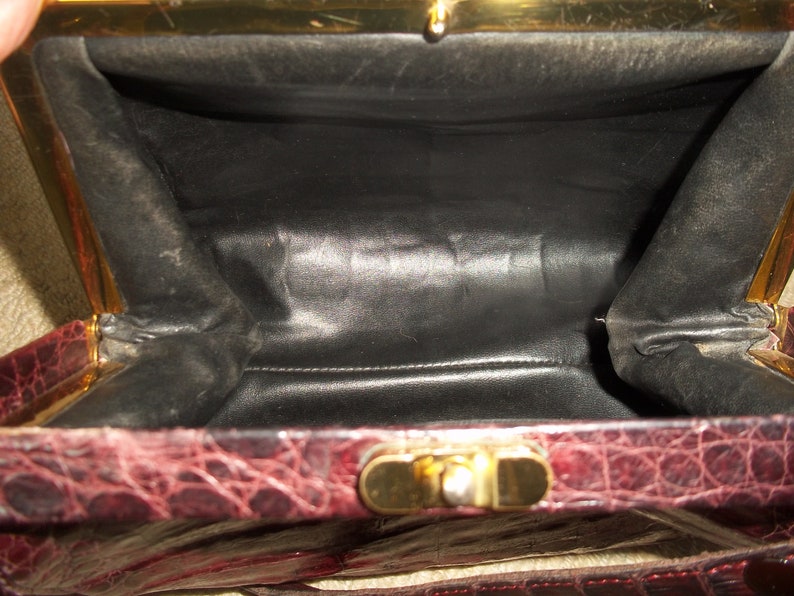 Download Vintage 1960's Dark Mauve Mock Croc Leather Shoulder Bag ...