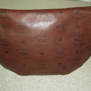 Vintage HCL West Germany Dark Tan Leather Monogram Shoulder Bag, Crossbody, Brown Leather Bag image 5