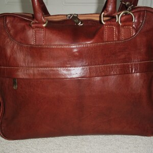 Vintage Unisex Tan Leather Executive Work Bag, Grab Bag, Shoulder Bag, Crossbody, Messenger image 3