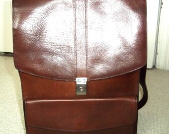 Vintage Large Tan Leather Messenger Bag, Shoulder Bag, Satchel, Unisex, Brown Leather Bag, Men, Women