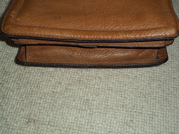 Vintage 1980's Coffee Tan Leather Messenger Bag, … - image 5