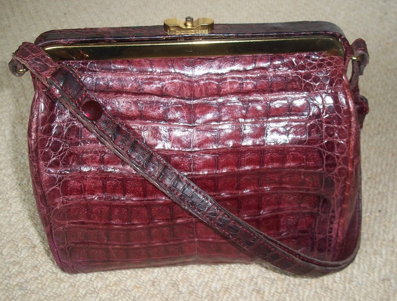 Download Vintage 1960's Dark Mauve Mock Croc Leather Shoulder Bag ...