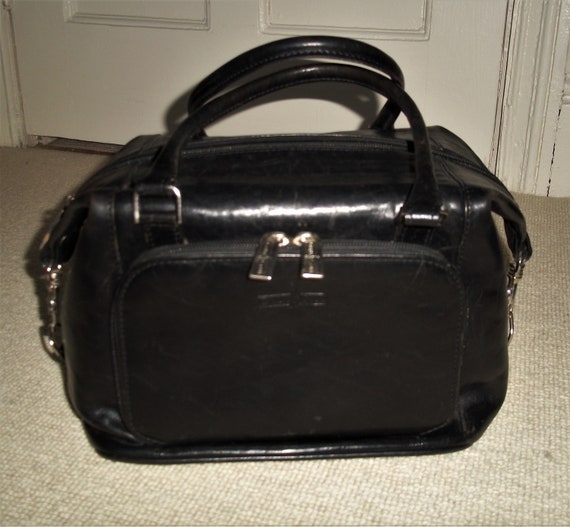 Vintage GIANNI CONTI Black Leather Handbag, Grab B