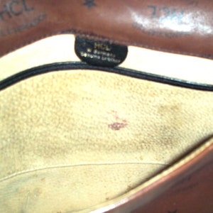Vintage HCL West Germany Dark Tan Leather Monogram Shoulder Bag, Crossbody, Brown Leather Bag image 7