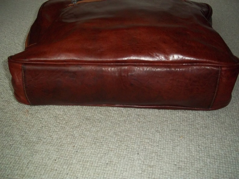 Vintage Unisex Tan Leather Executive Work Bag, Grab Bag, Shoulder Bag, Crossbody, Messenger image 6