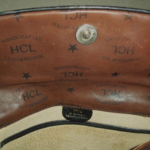 Vintage HCL West Germany Dark Tan Leather Monogram Shoulder Bag, Crossbody, Brown Leather Bag image 8