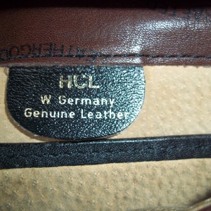 Vintage HCL West Germany Dark Tan Leather Monogram Shoulder Bag, Crossbody, Brown Leather Bag image 9