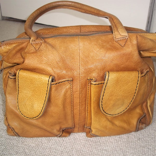 Vintage LIEBESKIND (Berlin) Tan Leather Shoulder Bag, Tote, Vintage Brown Leather Bag