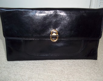 Exquisite Vintage NANNINI (Firenze) Black Quality Italian Leather Clutch Bag, Wedding Bag