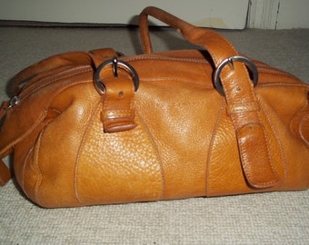 Vintage COCCINELLE Tan Leather Shoulder Bag, Grab Bag, Tote, Retro Chic