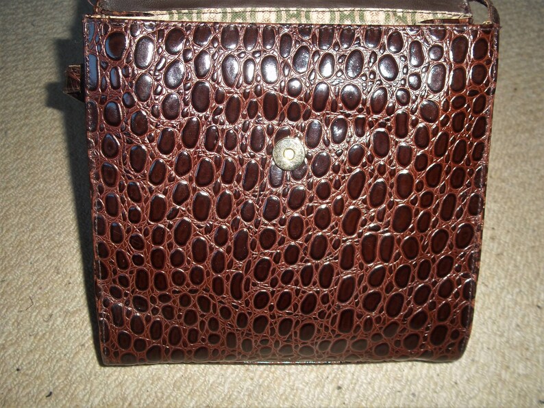 Download Vintage Tan Mock Croc Embossed Leather Shoulder Bag ...