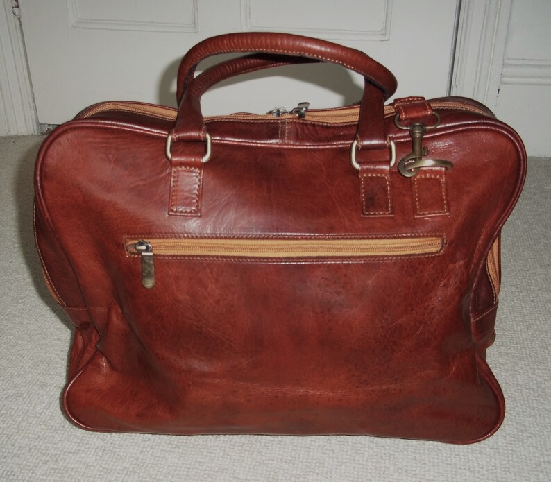 Vintage Unisex Tan Leather Executive Work Bag, Grab Bag, Shoulder Bag, Crossbody, Messenger image 5