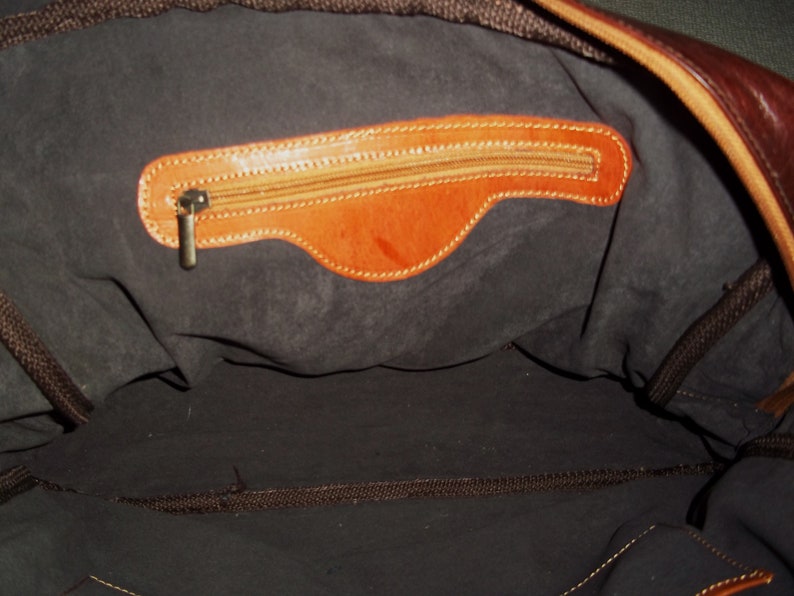 vintage unisexe sac de travail exécutif en cuir marron clair, sac à main, sac à bandoulière, bandoulière, messager image 7