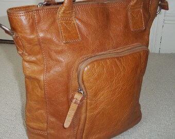 COWBOYSBAG vintage Sac à main en cuir marron clair, poignée supérieure, sac à bandoulière, fourre-tout, sac en cuir de qualité marron