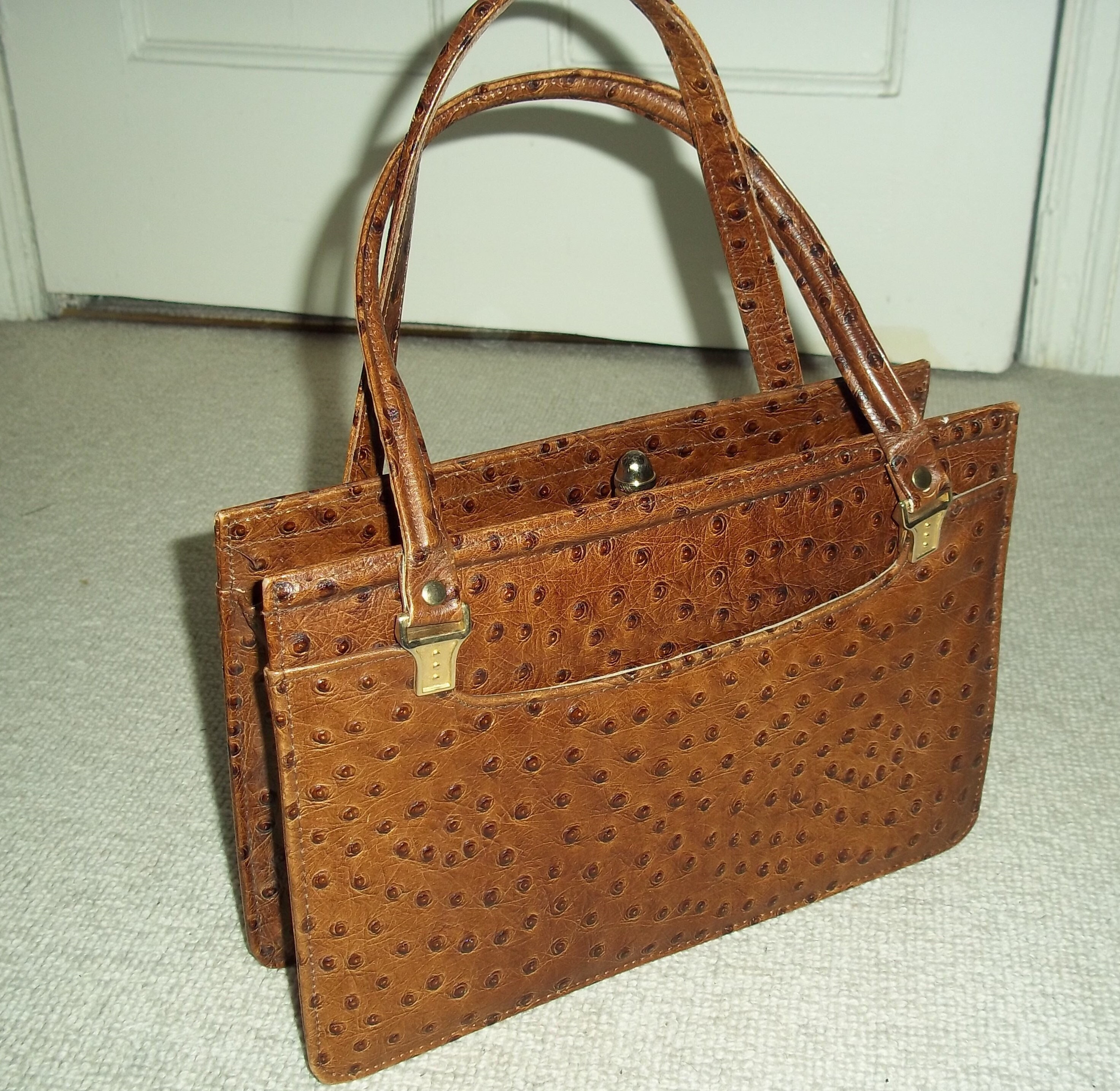 Kris Tallen Taupe Ostrich Bag