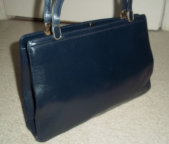 Vintage 1960's CREATION PICARD Classic Navy Leather -  Israel