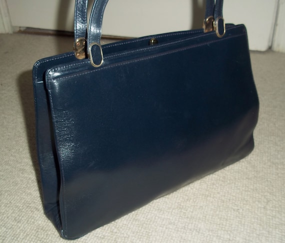 Vintage 1960's CREATION PICARD Classic Navy Leather -  Israel