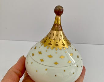 Azucarero Rosenthal color oro rosa, de porcelana vintage con tapa, de los años 80.