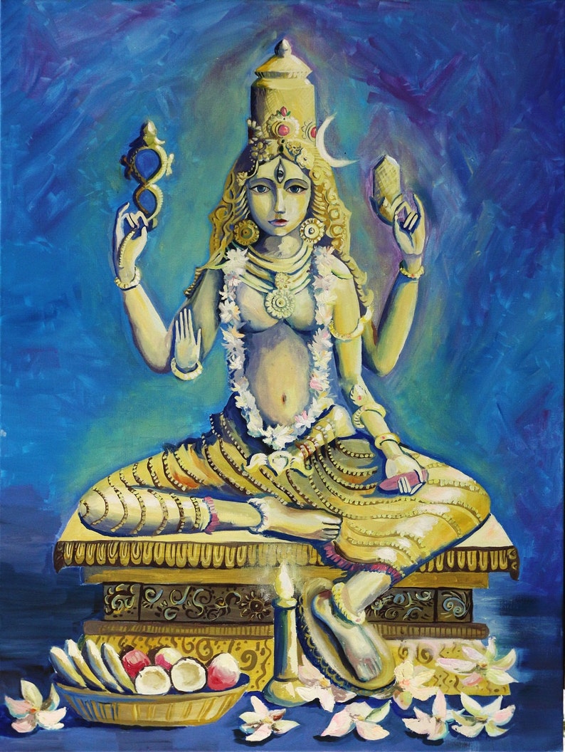 Original oil painting of God Shakti Devi Durga Arts prayer image 0