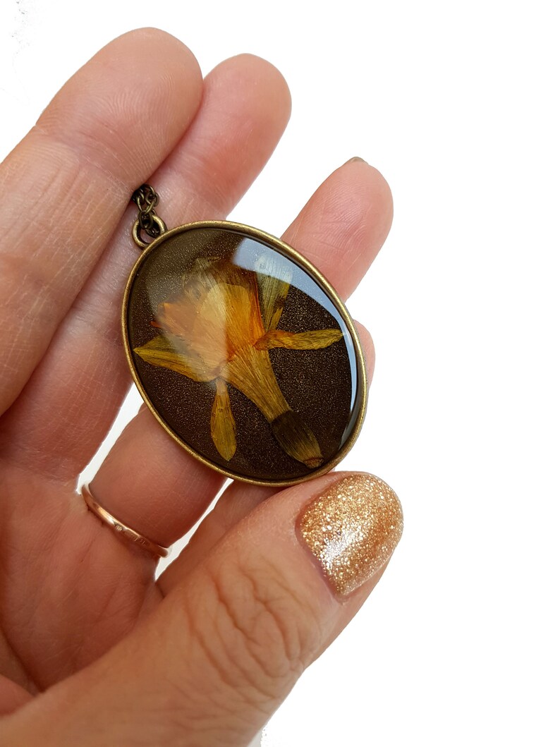 Yellow daffodil enclosed in an oval frame for romantic women