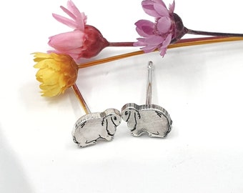 Lop Bunny earrings, tiny rabbit studs, dainty minimalist silver bunny studs, Easter gift, bunny jewelry gift, pet lovers jewellery