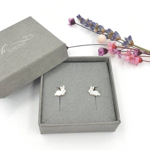 Rabbit earrings, bunny earrings silver, easter bunny gift, animal stud earrings, rabbit jewelry, cute earrings, dainty silver earrings