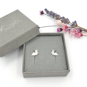 Rabbit earrings, bunny earrings silver, bunny gift, animal stud earrings, rabbit jewelry, gift for her,cute earrings, dainty earrings