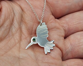 Hummingbird necklace, silver bird necklace, watchers gift, hummingbird jewellery pendant