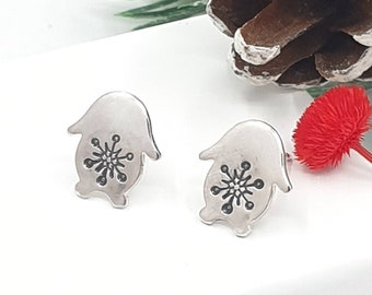 Rabbit earrings, Lop bunny earrings silver, gift for mum, snowflake stud earrings, rabbit jewelry, cute earrings