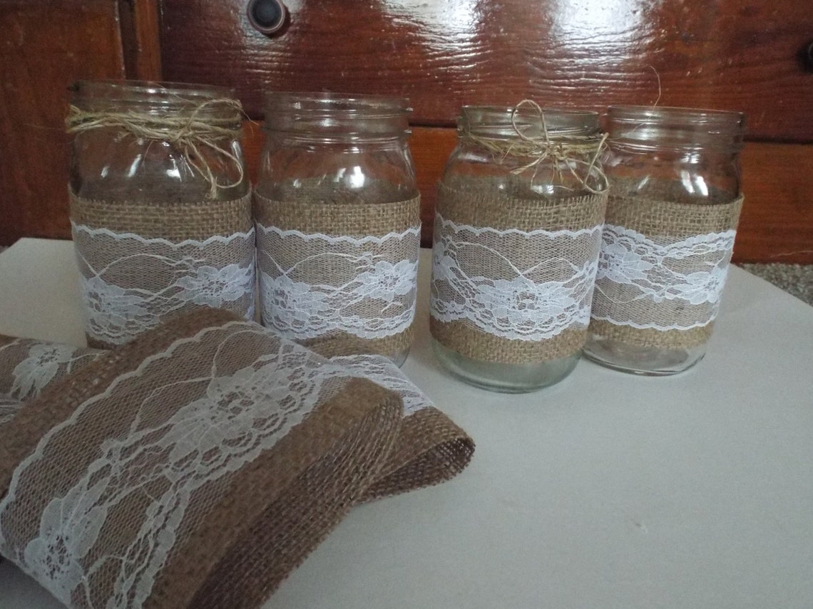 12 Burlap Mason Jar Sleeves DIY Wedding Decorations Rustic | Etsy