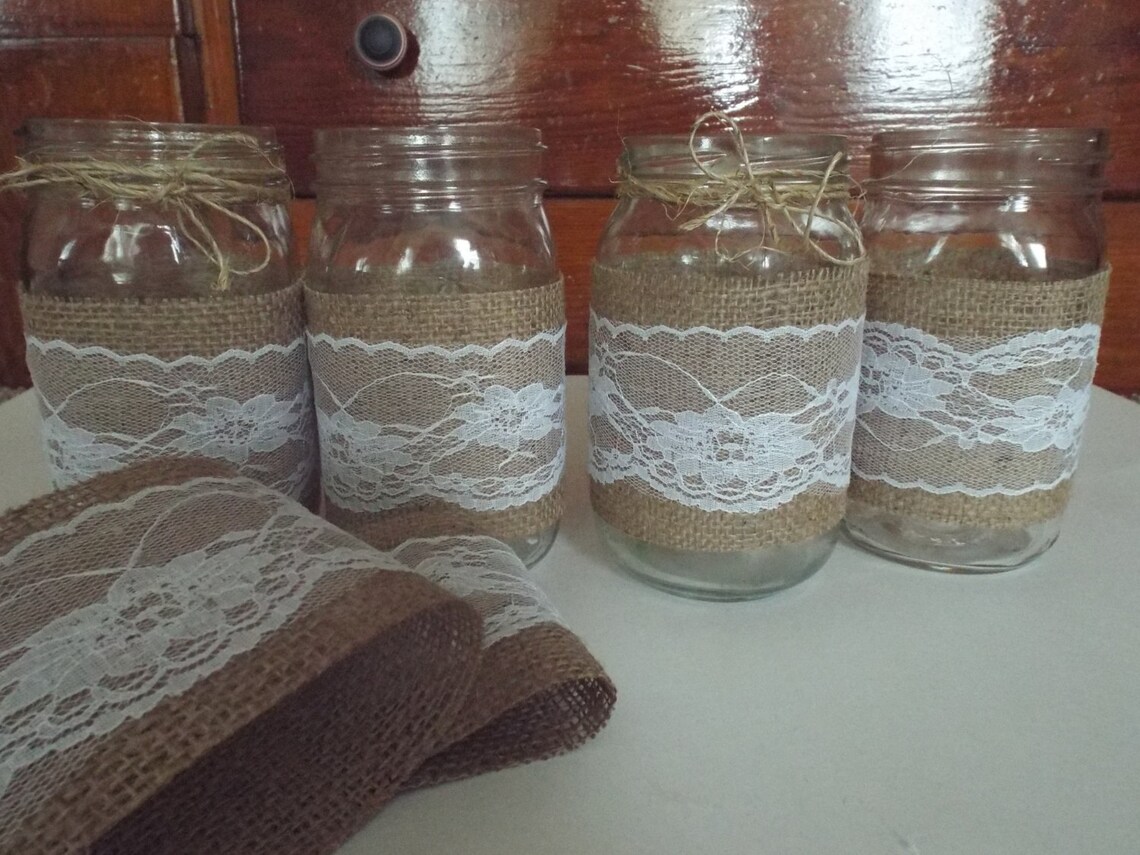 12 Burlap Mason Jar Sleeves DIY Wedding Decorations Rustic | Etsy