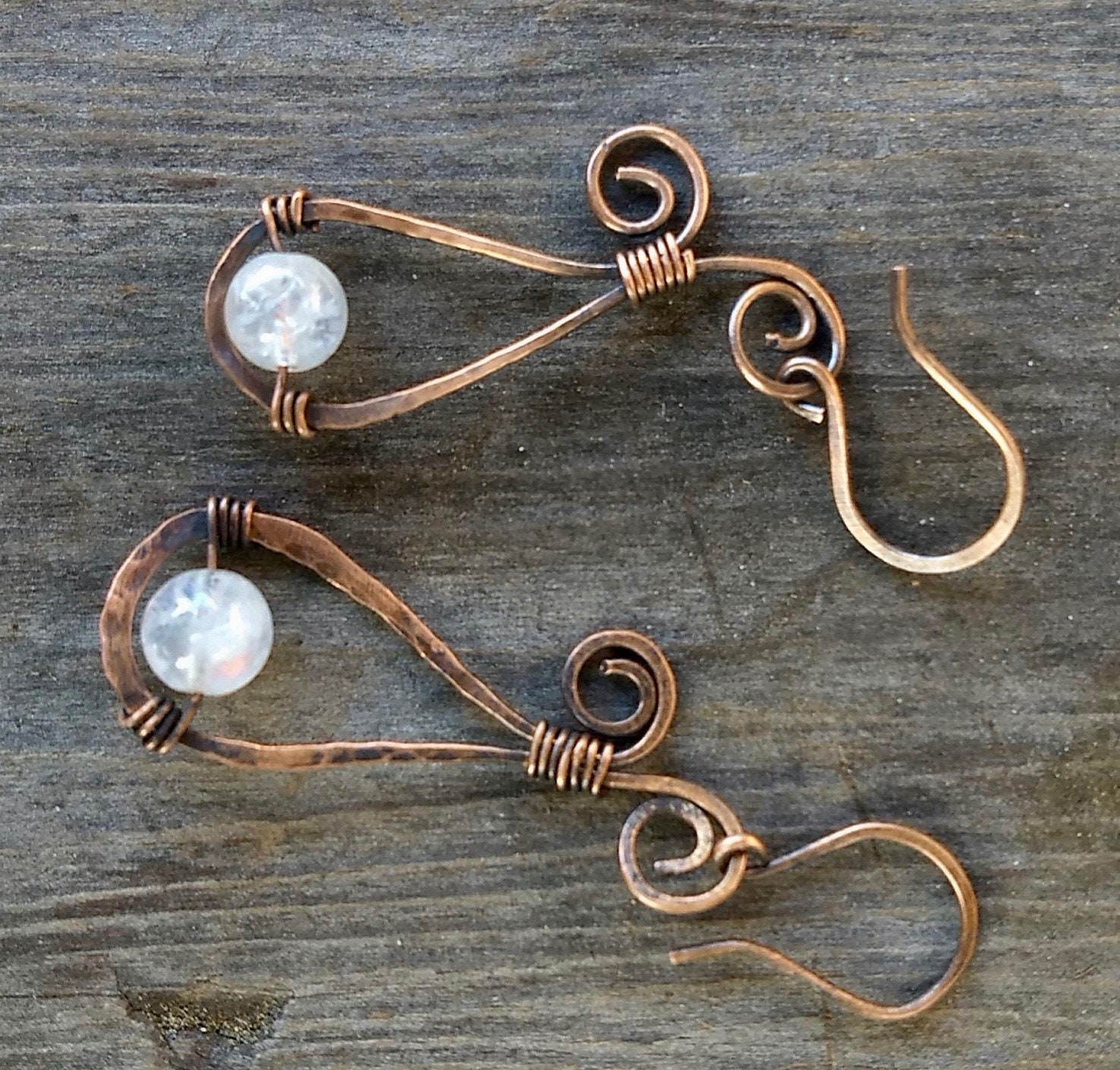 Copper Glass Earring 