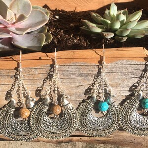 Beautiful Bohemian Boho Earrings Sandstone or Faceted Turquoise