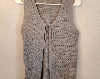 Chaleco vintage de mujer gris chaleco pequeño mediano