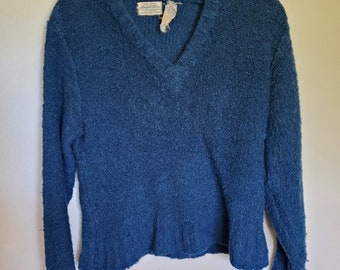 Jersey vintage de mujer azul manga larga, pequeño