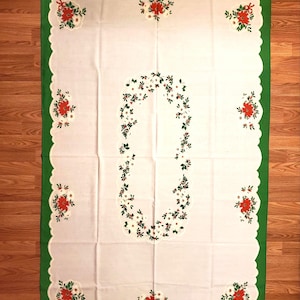 Nappe vintage Noël poinsettia brodée