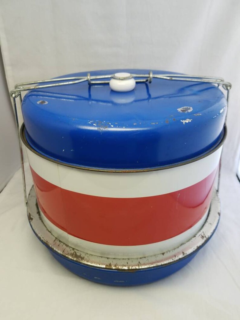 Vintage cake pie carrier 3 tier cake safe J L Clark metal Vintage cake pie carrier 3 tier cake safe J L Clark metal