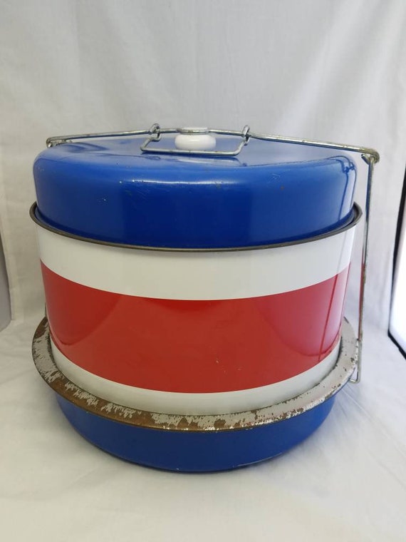 Three Tier Metal Cake Pan Carrier Cover Round Tin Safe 