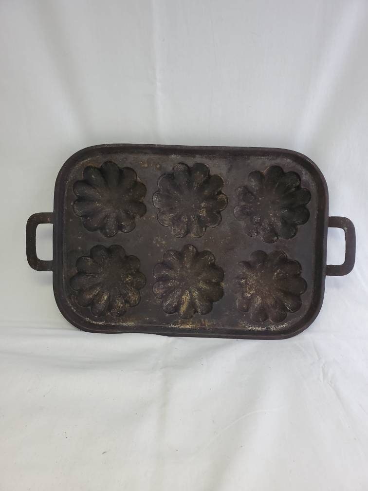 Vintage Cast Iron Muffin Pan And Corn Bread Pan - antiques - by