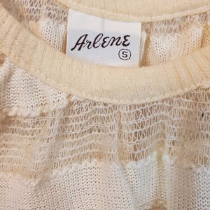 Vintage Damen Arlene StrickBluse Top klein weiß creme Bild 4