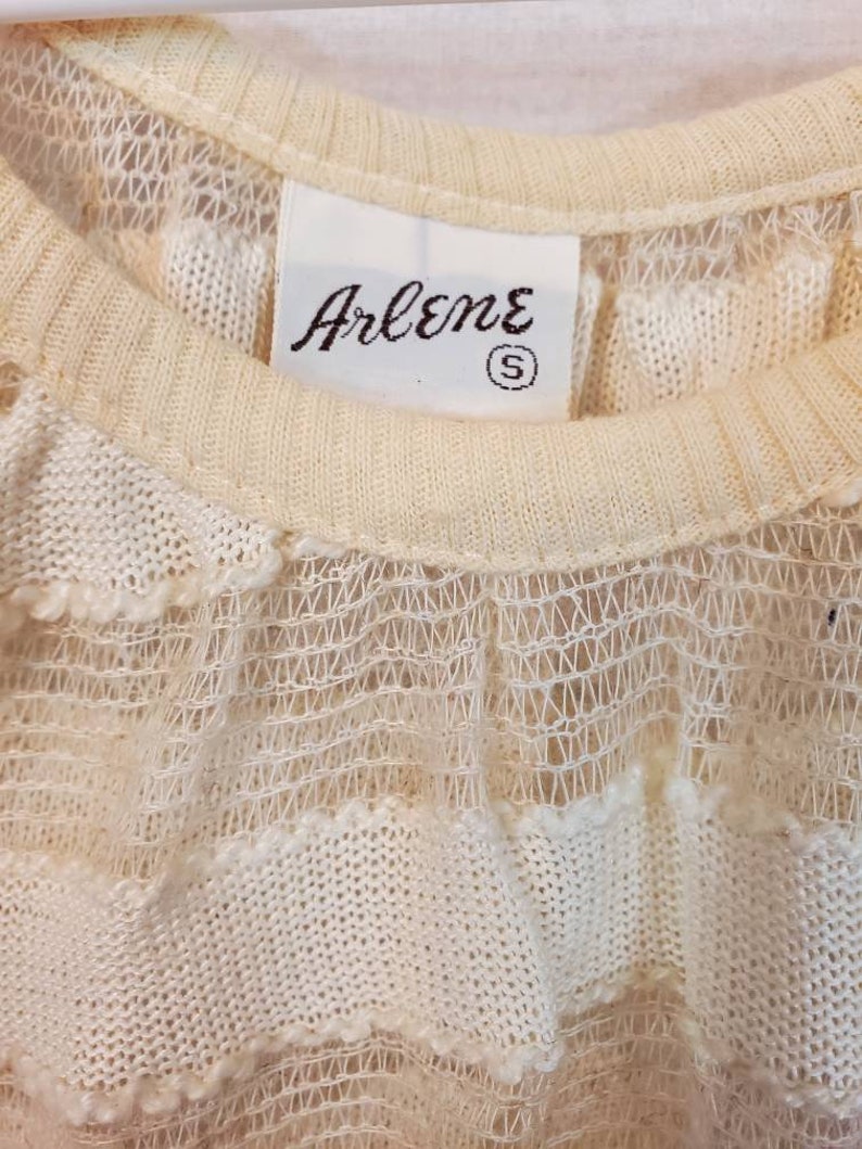 Vintage Damen Arlene StrickBluse Top klein weiß creme Bild 4