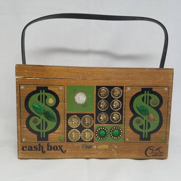 Vintage Enid Collins Cash Box Wood Bag Purse
