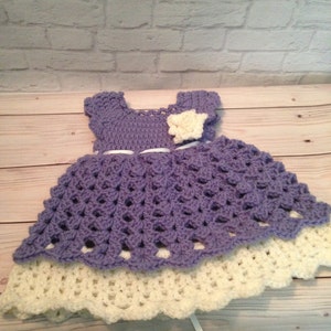 Crochet Baby Dress Set Crochet Newborn Clothes Crochet Dress, Headband Newborn Dress Baby Gift Infant Clothes Baby Shower Gift image 3