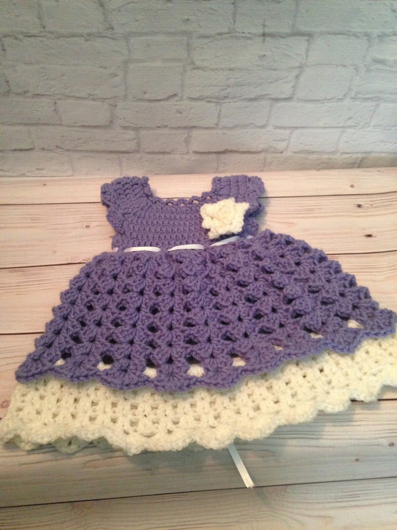 Crochet Baby Dress Set Crochet Newborn Clothes Crochet Dress, Headband Newborn Dress Baby Gift Infant Clothes Baby Shower Gift image 3