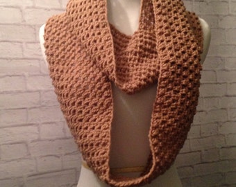 Infinity Scarf - Crochet Infinity Scarf - Crochet Scarf - Crochet Cowl - Womens Scarf - Fall Fashion - Brown