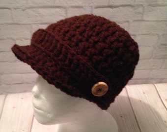 Crochet Newsboy Hat - Newsboy Cap - Baseball Hat - Newsboy Hat -News Boy Hat - Coffee Hat - Brown Hat - Birthday Gift - Warm Hat