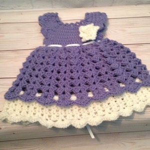 Crochet Baby Dress Set Crochet Newborn Clothes Crochet Dress, Headband Newborn Dress Baby Gift Infant Clothes Baby Shower Gift image 4