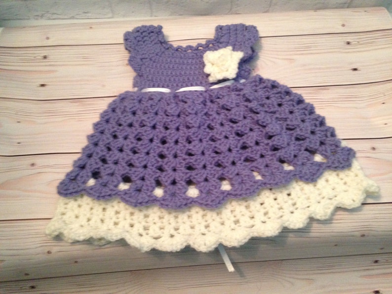 Crochet Baby Dress Set Crochet Newborn Clothes Crochet Dress, Headband Newborn Dress Baby Gift Infant Clothes Baby Shower Gift image 1